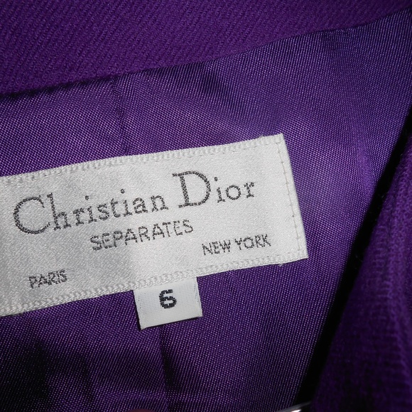 Vtg Christian Dior Purple Ladies Wool Blazer Sz 6 - Picture 2 of 5
